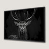 Black White Stag Portrait Canvas Print Wildlife Art