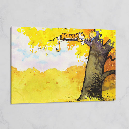 Calvin and Hobbes Autumn Tree Canvas Wall Art on gallery wrap