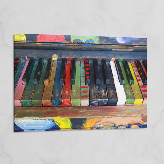 Colorful Piano Keys Canvas Wall Art, Music Studio Decor on gallery wrap