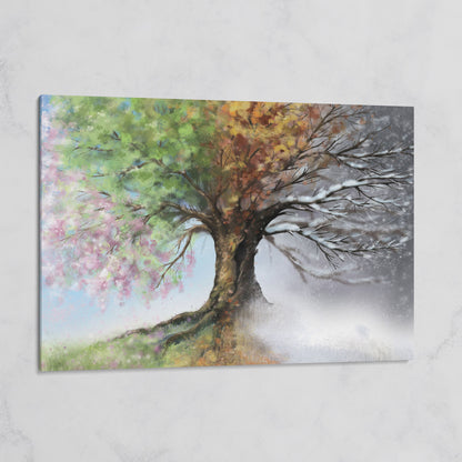 Four Seasons Tree Canvas Wall Art. Spring Through Winter on gallery wrap