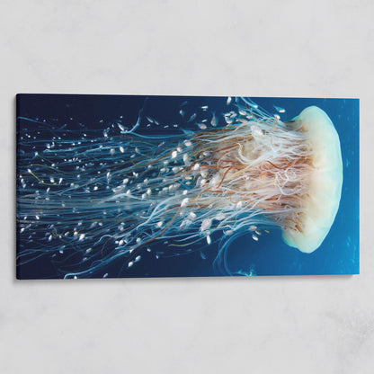 Deep Ocean Jellyfish and Fish Canvas Wall Art on gallery wrap