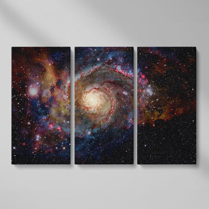 Spiral Galaxy Canvas Print, Milky Way Wall Art, Space Decor as 3-panel split version