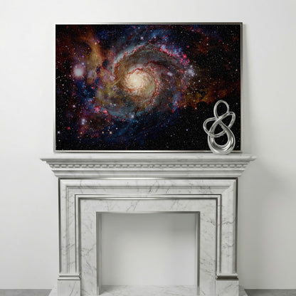 Spiral Galaxy Canvas Print, Milky Way Wall Art, Space Decor in silver floating frame