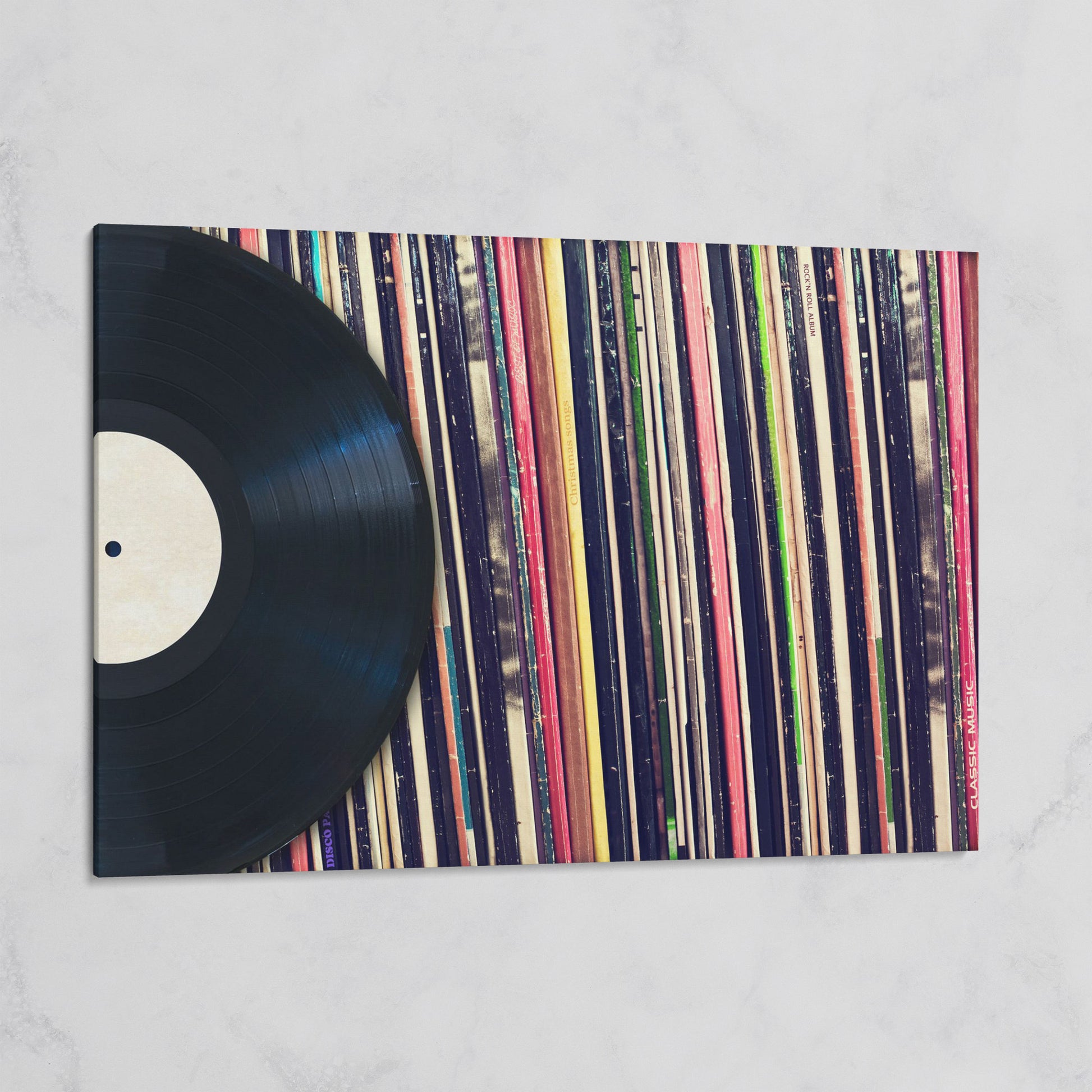 Vinyl Records Wall Art Canvas, Music Studio Decor on gallery wrap