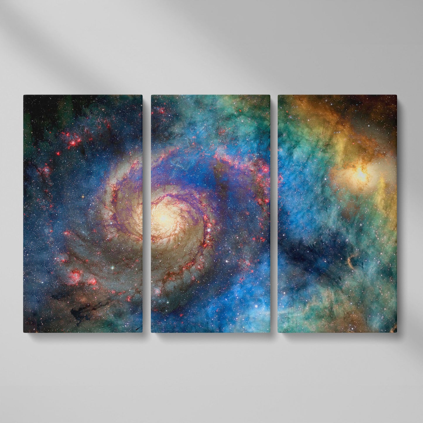 Spiral Galaxy Canvas Wall Art, Space Print Up to 94 Inches Wide as 3-panel split version