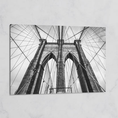 Brooklyn Bridge Tower and Cables Close-Up Canvas Wall Art on gallery wrap