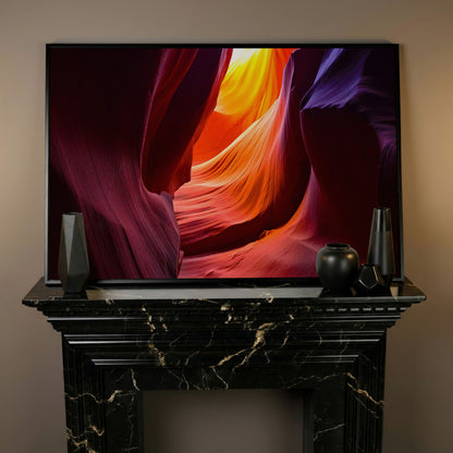 Antelope Canyon Canvas Art, Arizona Sandstone Light in black floating frame