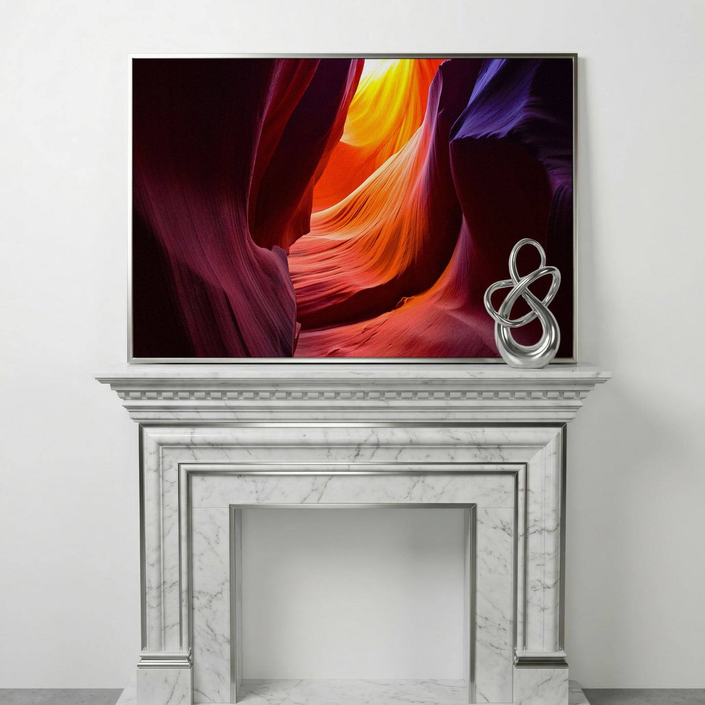 Antelope Canyon Canvas Art, Arizona Sandstone Light in silver floating frame