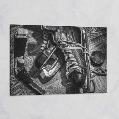 Vintage Ice Hockey Skates Still Life Canvas Wall Art on gallery wrap