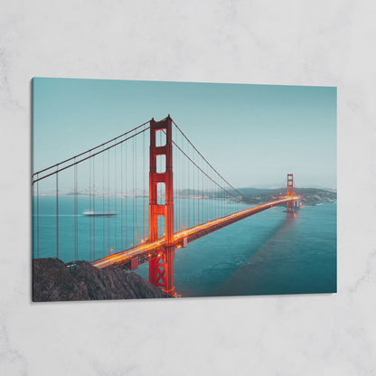 Golden Gate Bridge Canvas Art, San Francisco Skyline Panorama on gallery wrap