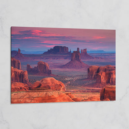 Monument Valley Sunset Canvas Art, Southwest Desert Landscape on gallery wrap
