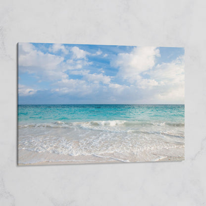 Calm Ocean Shore Canvas Art, Coastal Seascape Wall Print on gallery wrap
