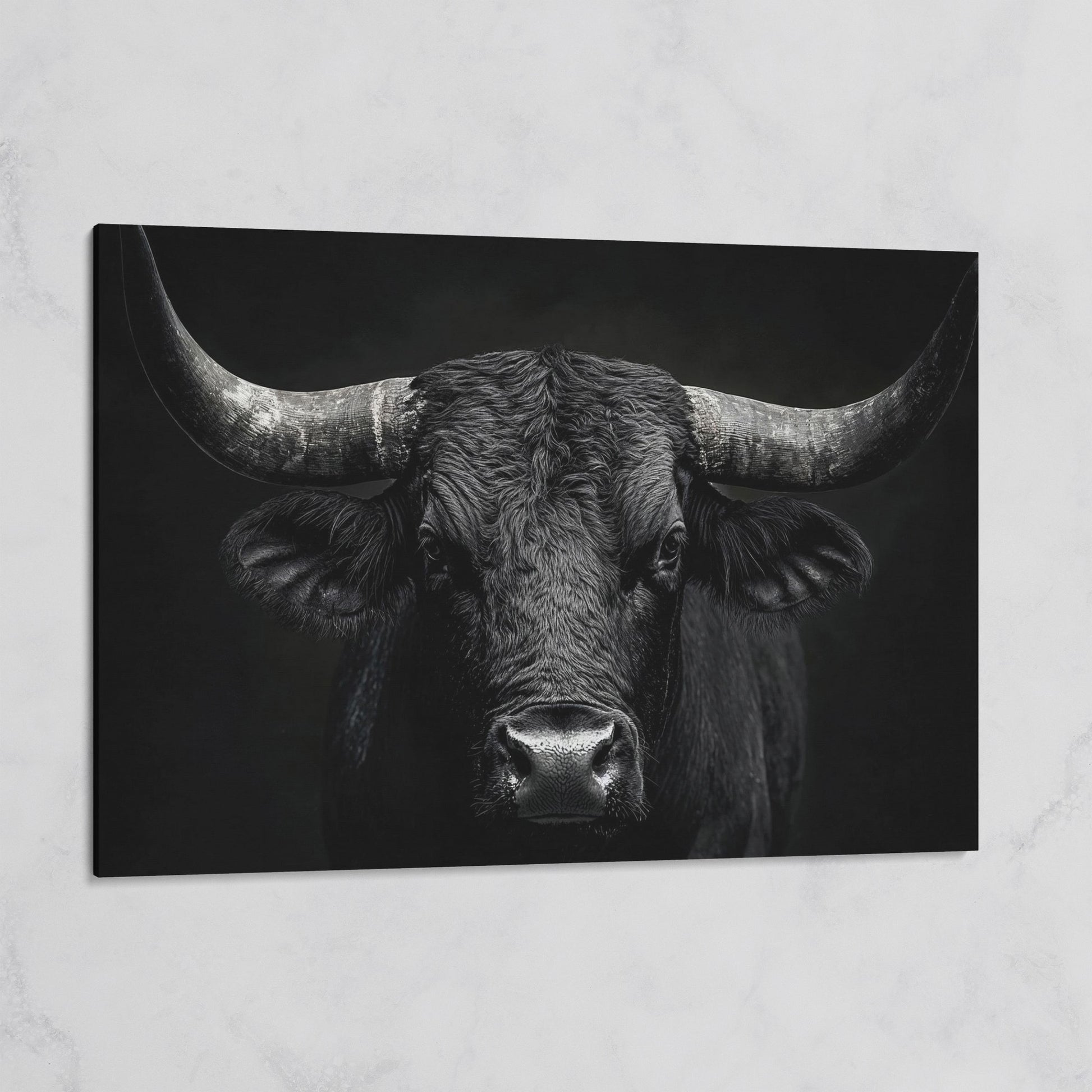 Bold Bull Head Canvas Art for Farmhouse and Man Cave Walls on gallery wrap