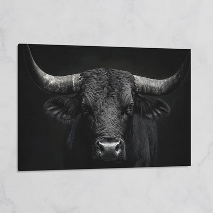 Bold Bull Head Canvas Art for Farmhouse and Man Cave Walls on gallery wrap