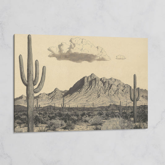 Sonoran Desert Saguaro Landscape Canvas Wall Art on gallery wrap