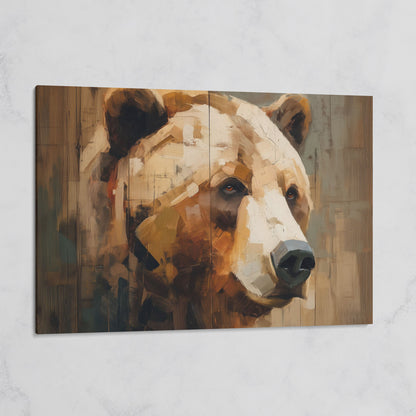 Grizzly Bear Portrait Canvas Wall Art, Cabin and Wildlife Decor on gallery wrap