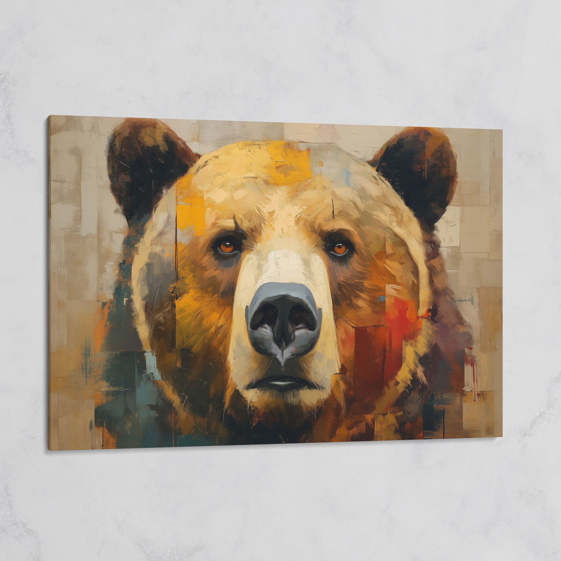 Grizzly Bear Close-Up Canvas Wall Art, Wildlife Portrait Print on gallery wrap