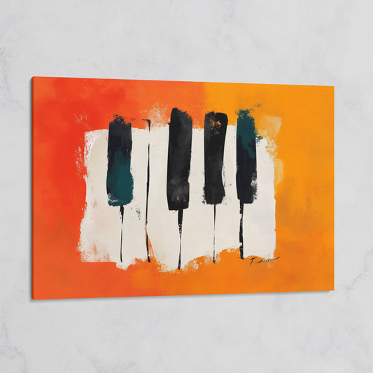 Abstract Piano Keys Canvas Art in Burnt Orange and Black on gallery wrap