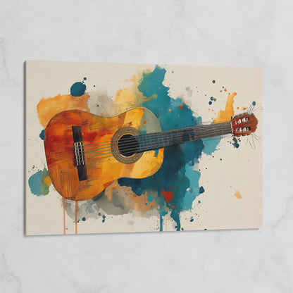 Classical Guitar Canvas Wall Art. Abstract Jazz Painting on gallery wrap