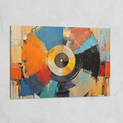 Abstract Vinyl Record Canvas Wall Art, Music Studio Decor on gallery wrap