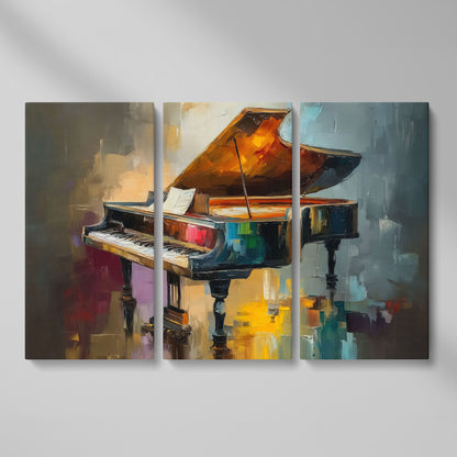 Grand Piano and Sheet Music Canvas Wall Art as 3-panel split version