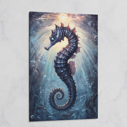 Seahorse in Ocean Light Canvas Wall Art on gallery wrap