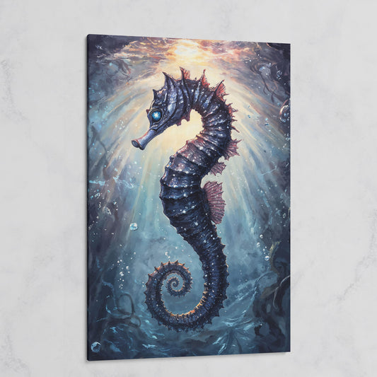 Seahorse in Ocean Light Canvas Wall Art on gallery wrap