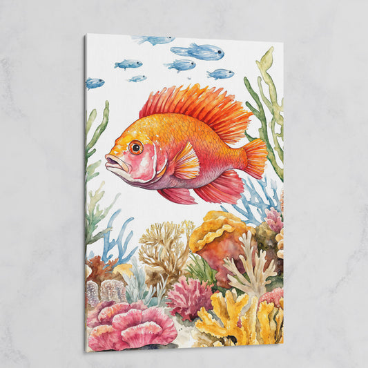 Tropical Fish and Coral Reef Canvas Wall Art on gallery wrap