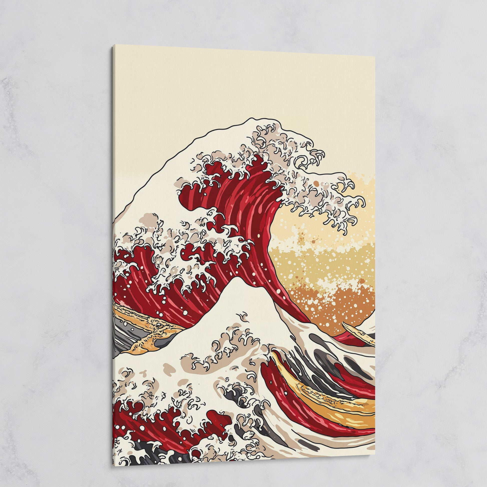 Great Wave off Kanagawa Canvas Art, Ukiyo-e Wall Print on gallery wrap