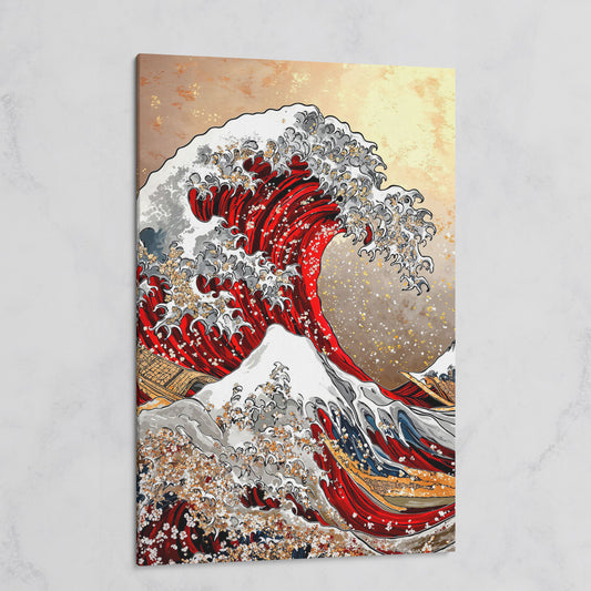 Great Wave Canvas Art, Hokusai-Inspired Ocean Wall Print on gallery wrap