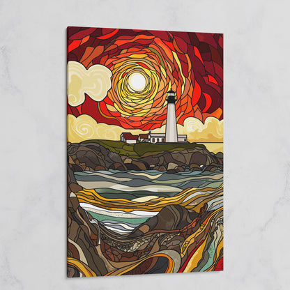 Lighthouse on a Rocky Coast Canvas Print on gallery wrap
