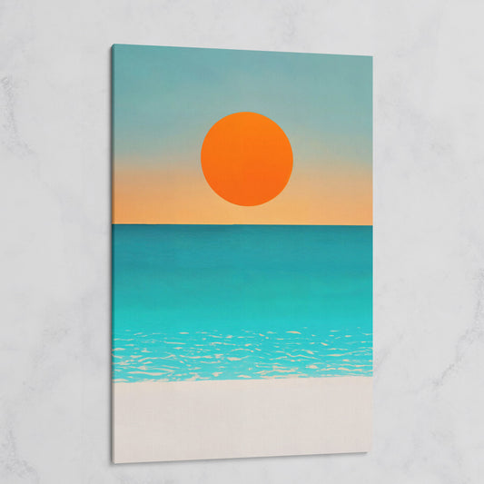 Minimalist Beach Sunset Seascape Canvas Wall Art on gallery wrap