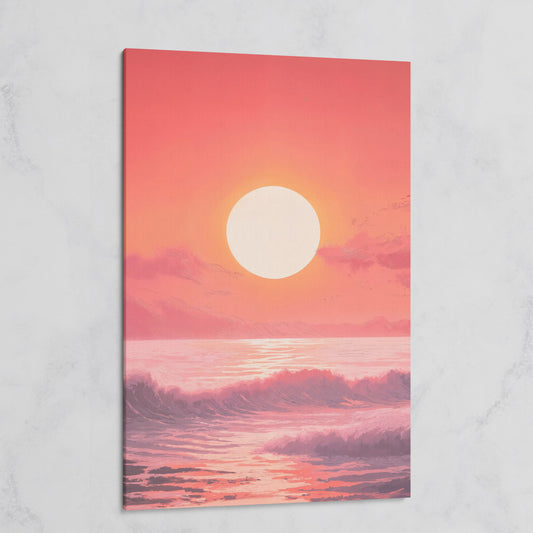 Sunset Seascape Canvas Art. Ocean Horizon at Dusk on gallery wrap