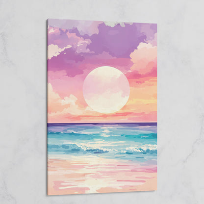 Ocean Sunset Canvas Print, Beach Wall Art, Portrait on gallery wrap