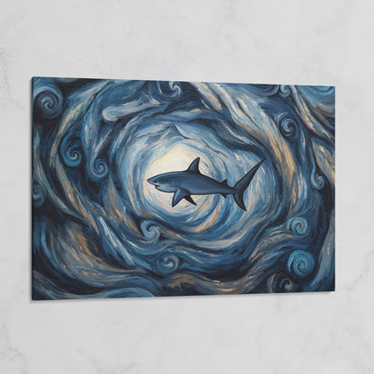 Shark in a Swirling Ocean Current Canvas Wall Art on gallery wrap