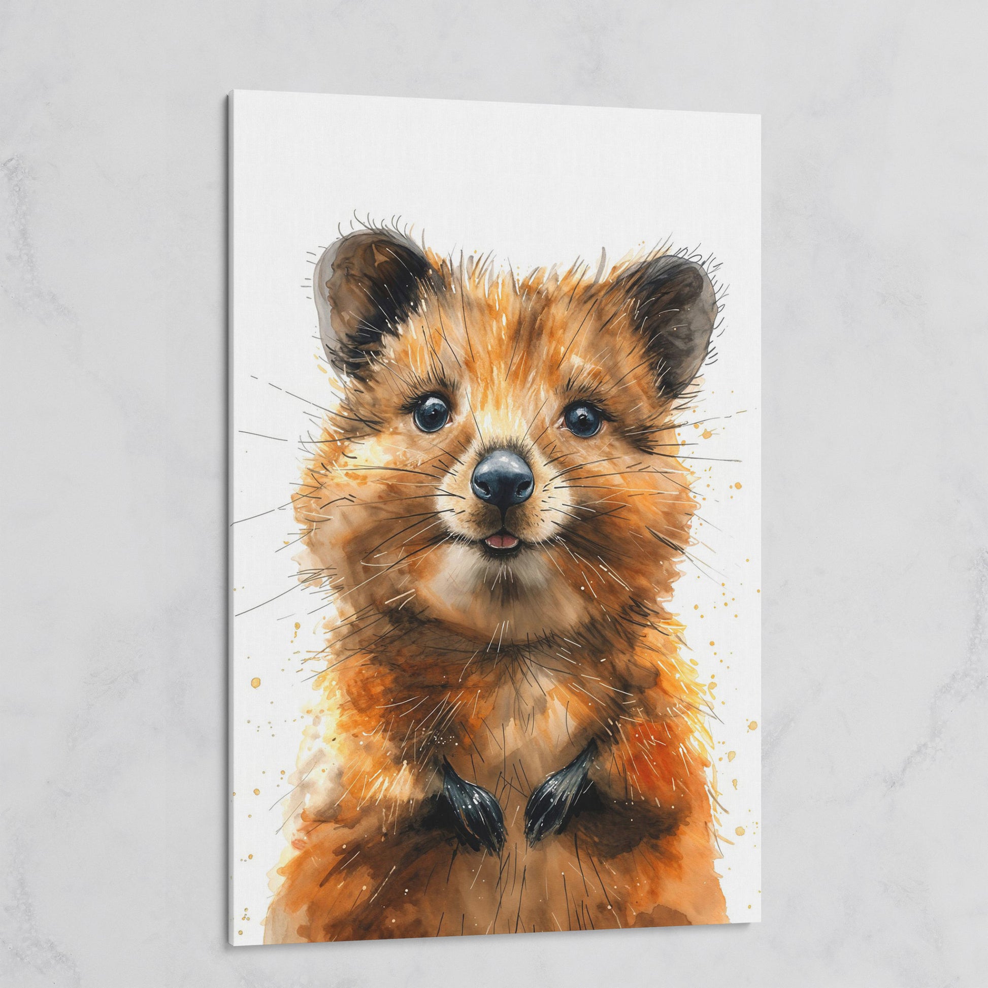 Baby Quokka Watercolor Canvas on gallery wrap
