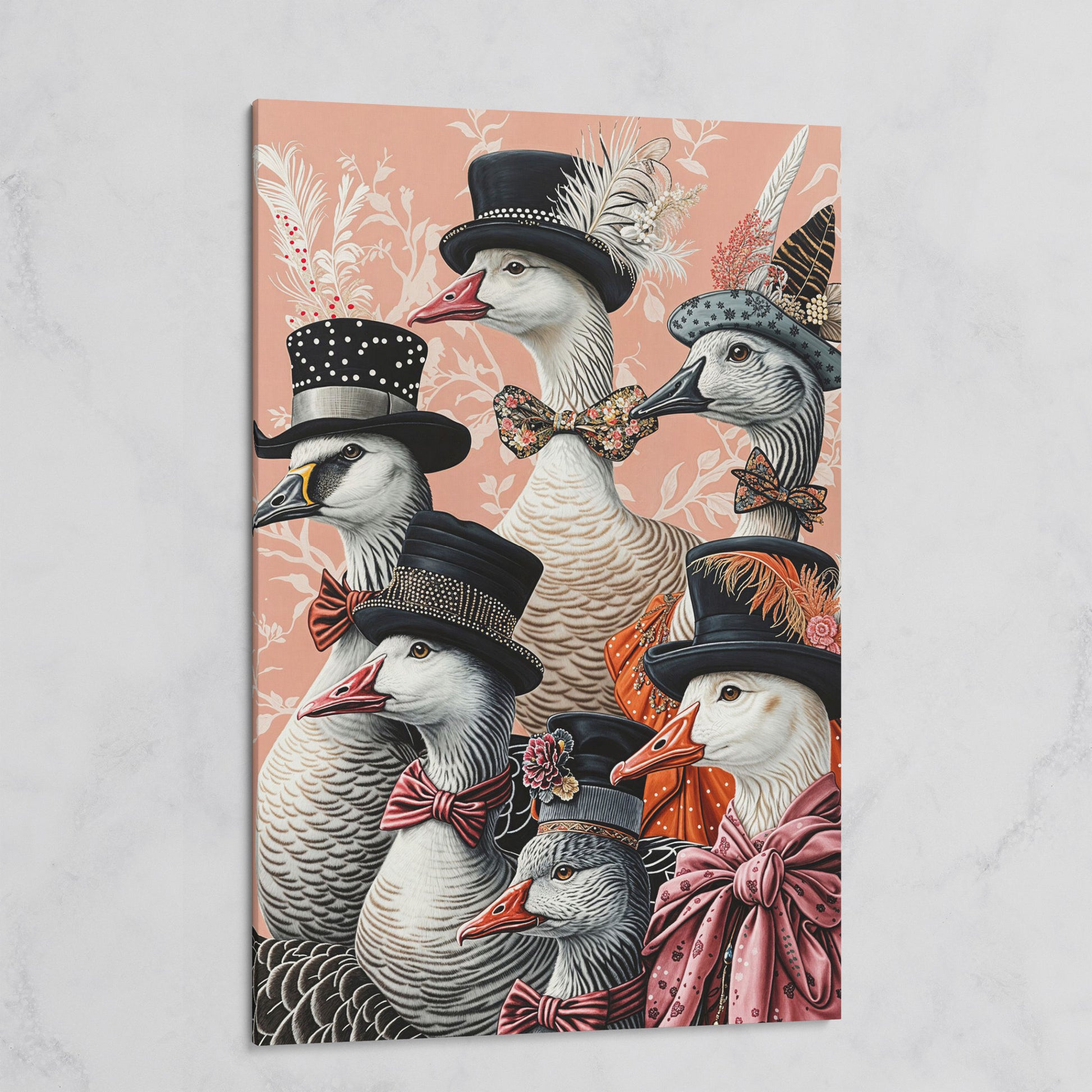 Dapper Geese in Victorian Suits Canvas Wall Art on gallery wrap