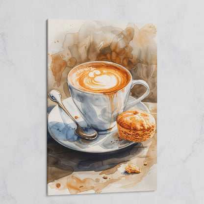 Cappuccino Still Life Canvas Art for Coffee Lovers on gallery wrap