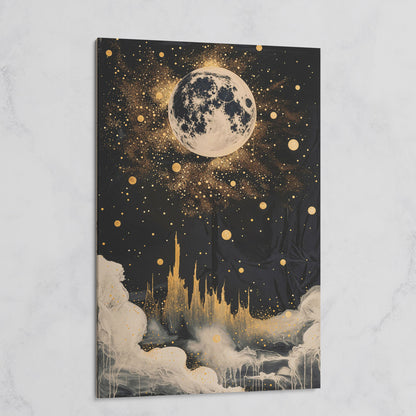 Celestial Dreamscape Moonlit Night Sky Canvas on gallery wrap