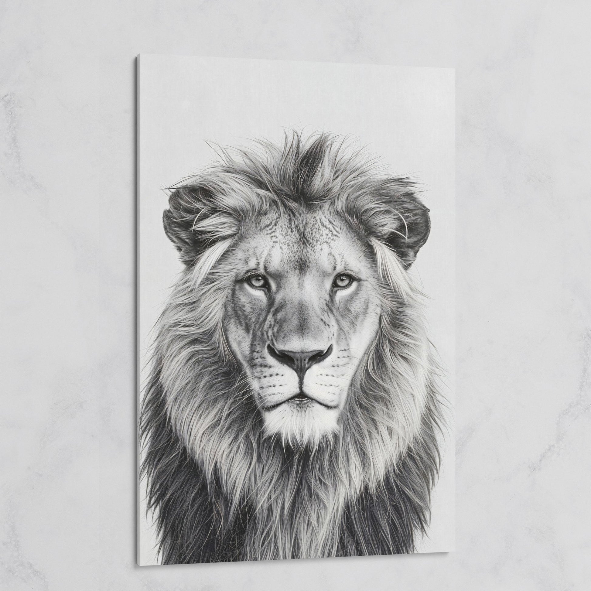 Male Lion Close-Up Portrait Canvas Wall Art on gallery wrap
