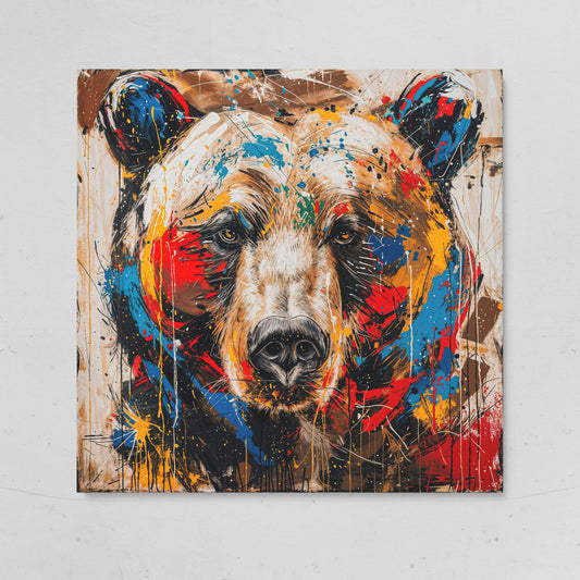 Colorful Grizzly Bear Canvas on gallery wrap
