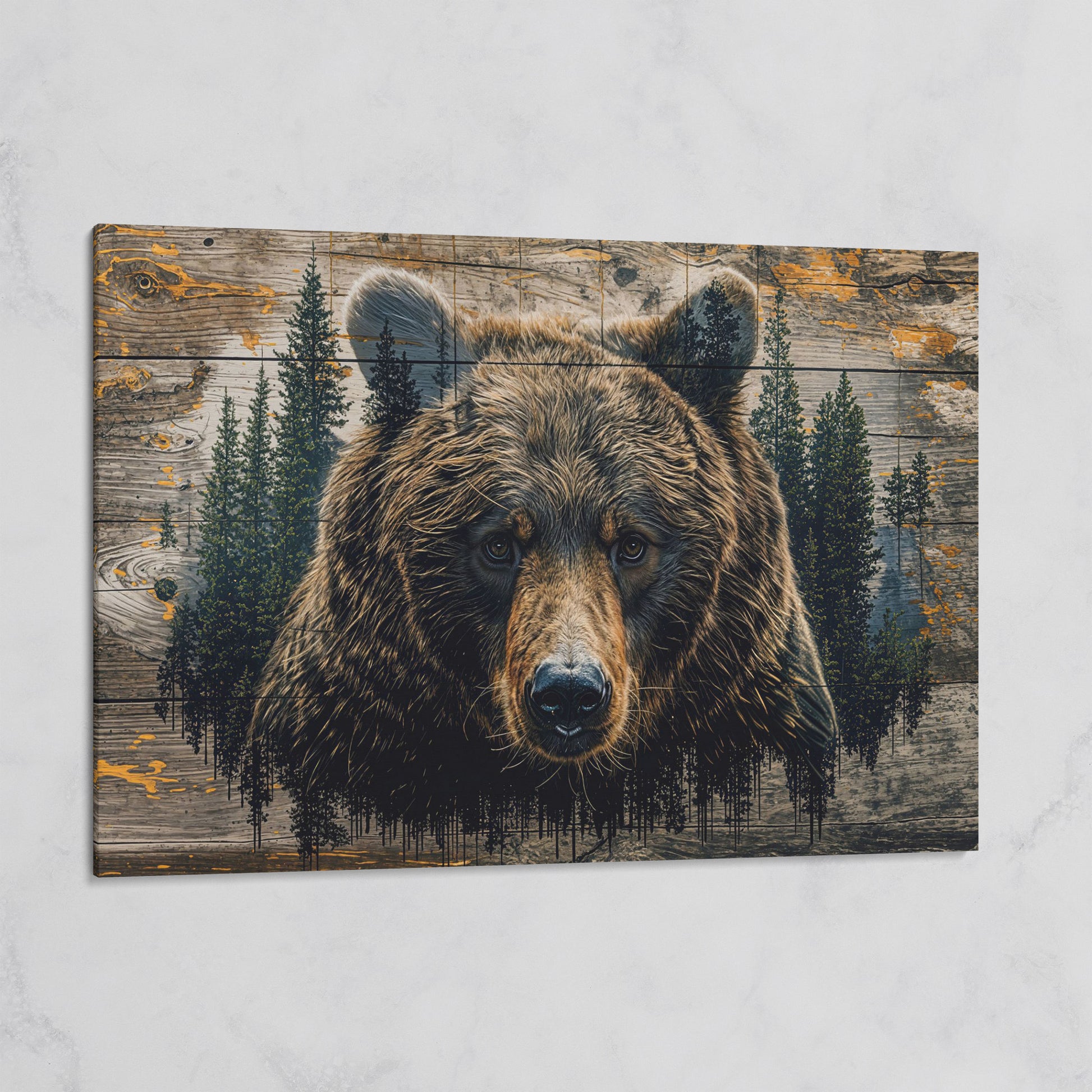 Brown Bear in Forest Canvas Print on gallery wrap
