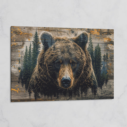 Brown Bear in Forest Canvas Print on gallery wrap