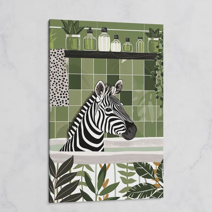 Zebra in Bathtub Canvas Print on gallery wrap