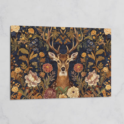 Abstract Stag with Vintage Florals Canvas on gallery wrap