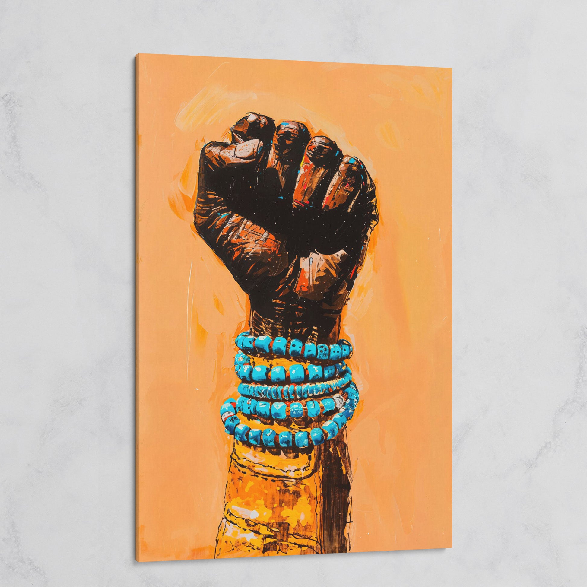 Raised Fist Canvas Print with Beaded Bracelets on gallery wrap