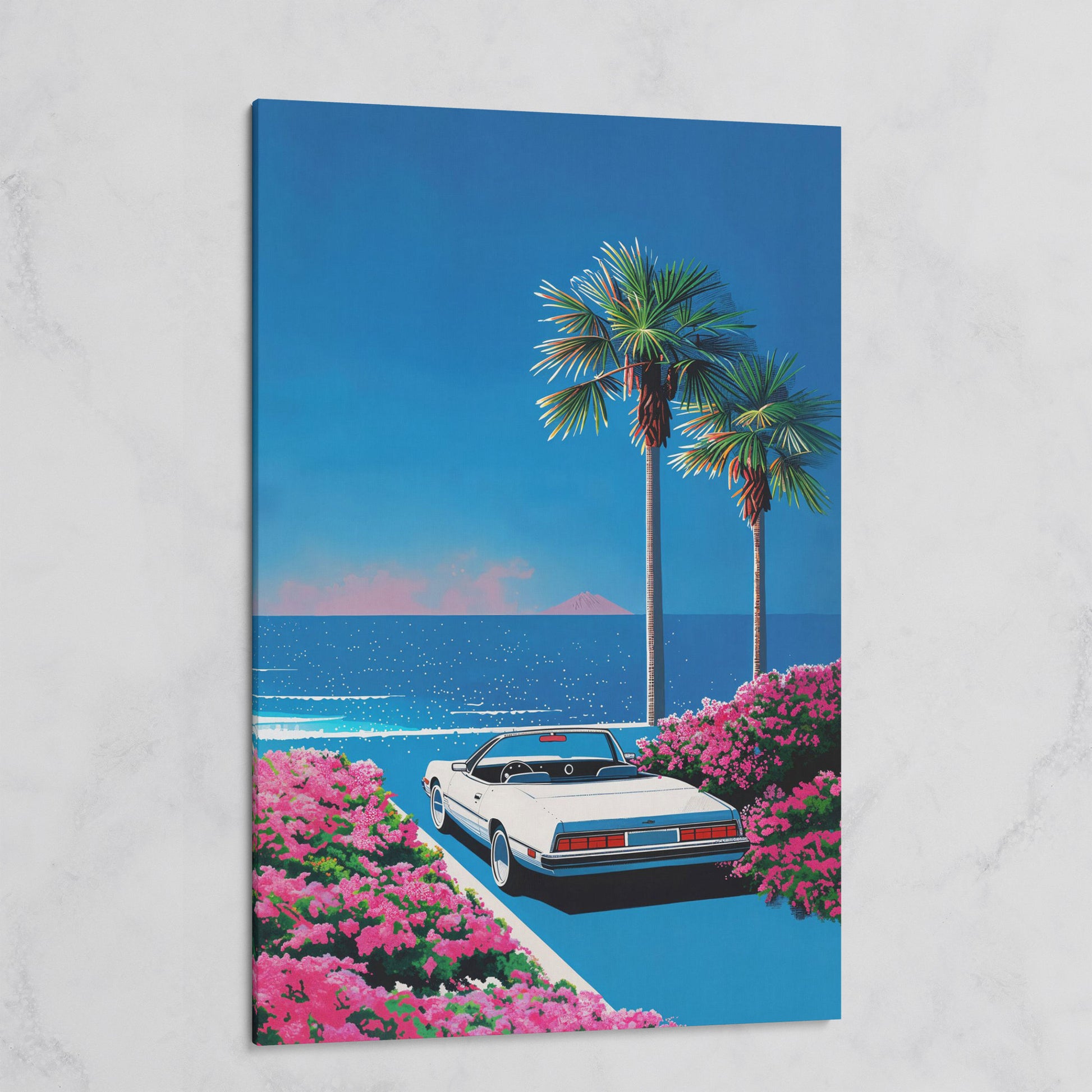 Retro Convertible Beach Canvas Print on gallery wrap