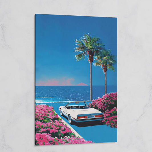 Retro Convertible Beach Canvas Print on gallery wrap