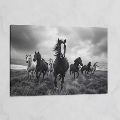 Wild Horses Galloping Across the Plains. Canvas Wall Art on gallery wrap