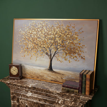 Golden Tree of Life Canvas in antique gold floating frame
